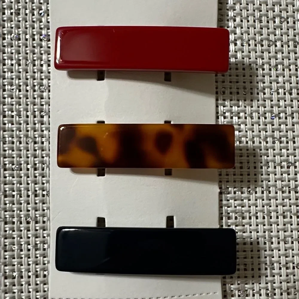 JANIE AND JACK RED BLACK LEOPARD BROWN Barrettes SET of 3